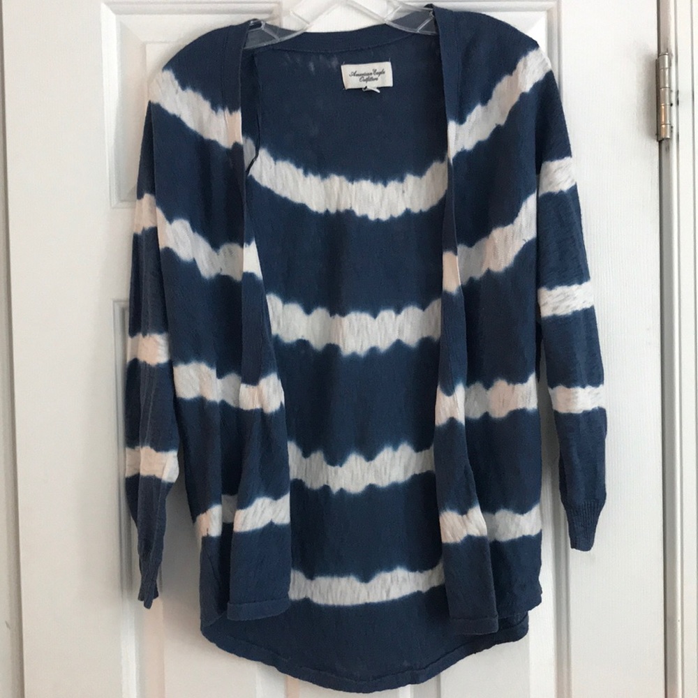 American Eagle Blue and White Cardigan M